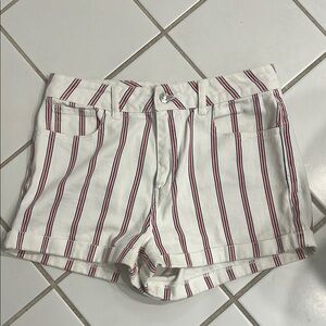 PacSun High Waist White and Red Striped Shorts